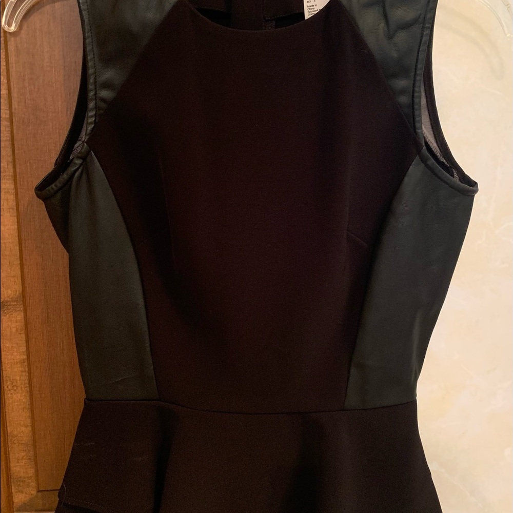 H&M Black tank with pleather sides, size 6